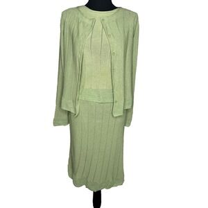 VALENTINO 3 Piece Knit Cardigan Skirt Top Set Made in Italy Size IT42 (US Small)